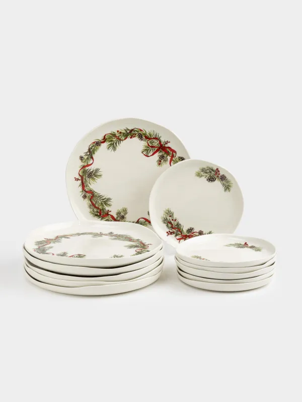 Сервиз обеденный, 6 перс, 12 пр, фарфор N, белый, Шишки и рябина, Rowan delice, image-0