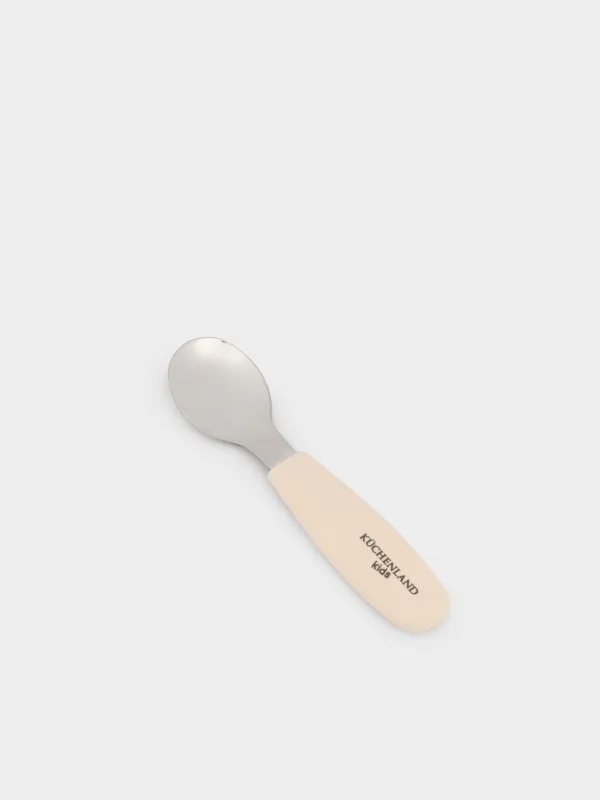 Ложка, детская, 14 см, сталь/силикон, бежевая, Kiddy, image-1