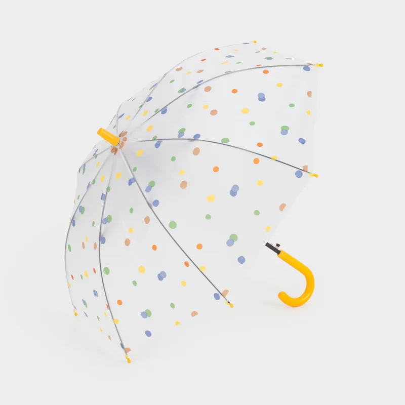 Зонт-трость, 70 см, детский, полиоксиэтилен, желтый, Горошек, Aspen