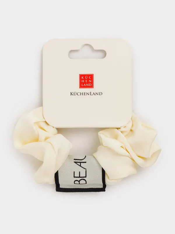 Резинка для волос, 6 см, сатин, молочная, Silk, image-1