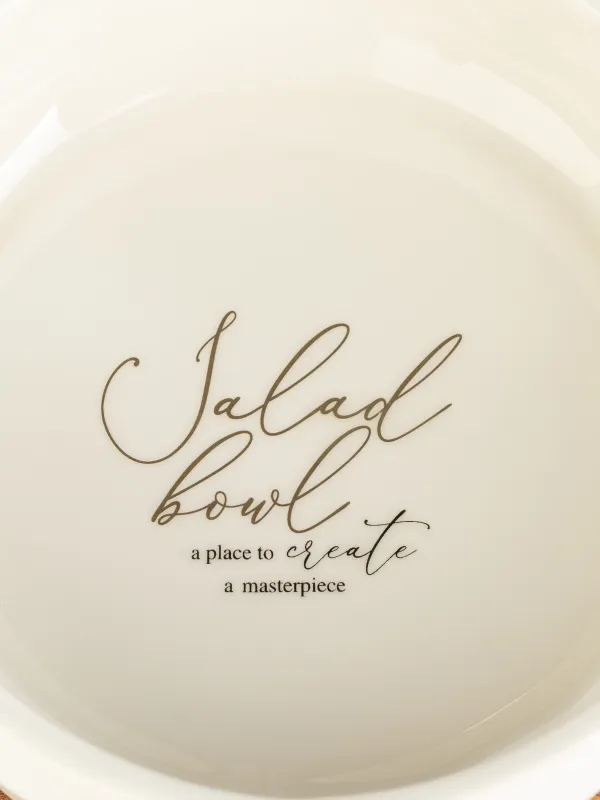 Салатник, 18х6 см, 890 мл, на подставке, керамика/дерево, молочный, Мятый эффект, Crumple kitchen, image-2