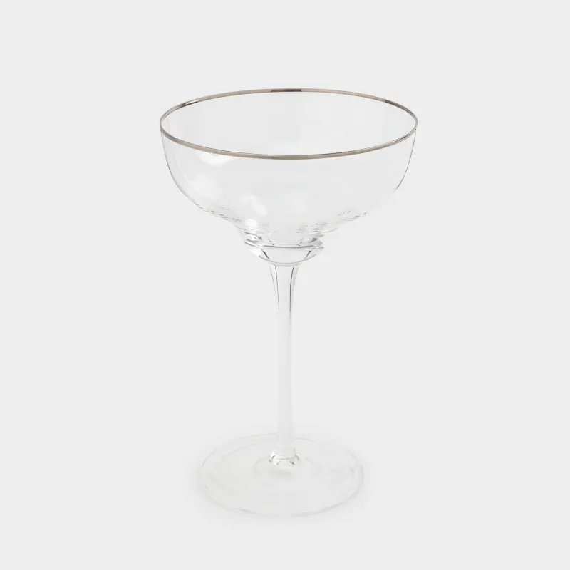 Бокал-креманка для шампанского, 250 мл, 2 шт, стекло, с серебристым кантом, Rimini silver, image-3