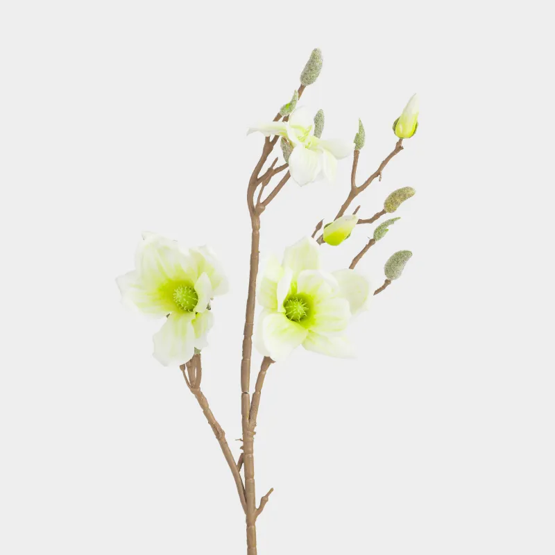 Ветка декоративная, 87 см, пластик/металл, Зеленая магнолия, Magnolia, image-1