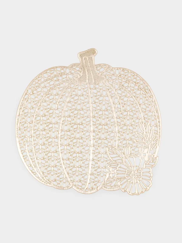 Салфетка под приборы, 38х38 см, ПВХ, фигурная, золотистая, Тыква, Azhur form, image-0