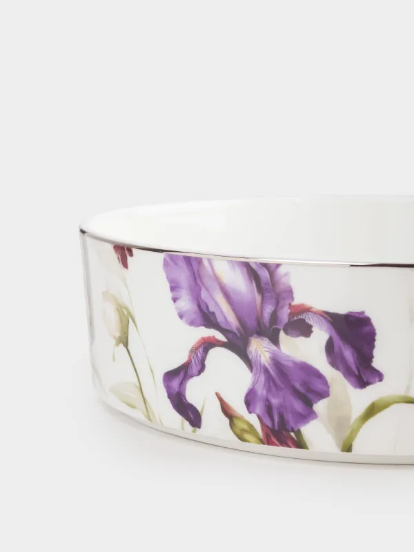 Блюдо, 20х6 см, с бортами, фарфор F, с серебристым кантом, Ирис, Antarctica Flowers, image-2