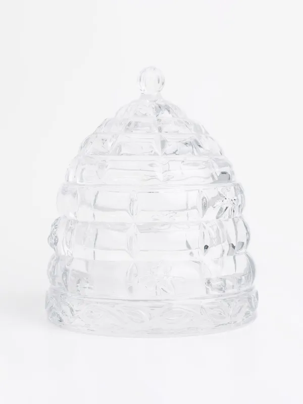 Банка для меда, 290 мл, с ложкой, стекло Р/дерево, Узоры, Honey, image-4