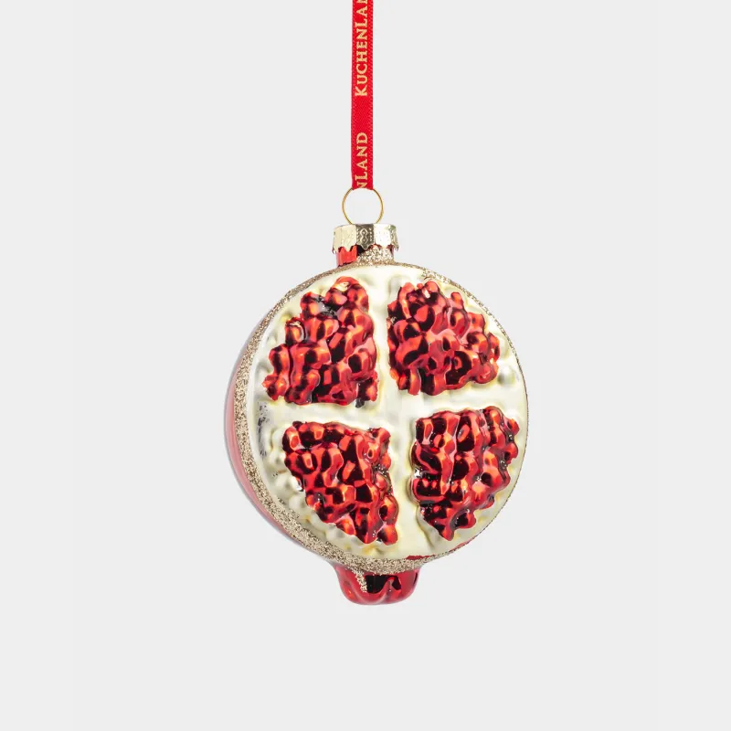 Игрушка елочная, 7 см, стекло, с блестками, красная, Гранат, Fruits