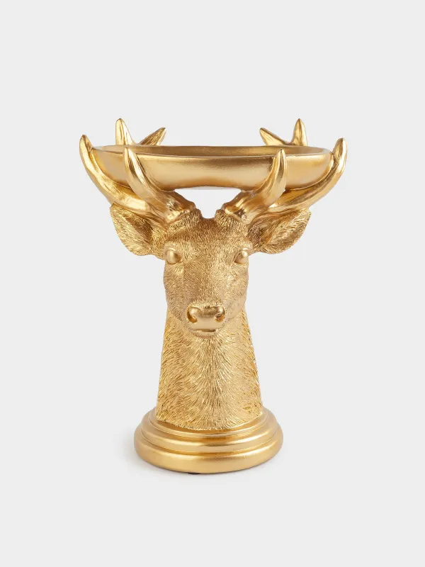 Блюдо декоративное, 22 см, Олень с подносом, Deer gold, image-0
