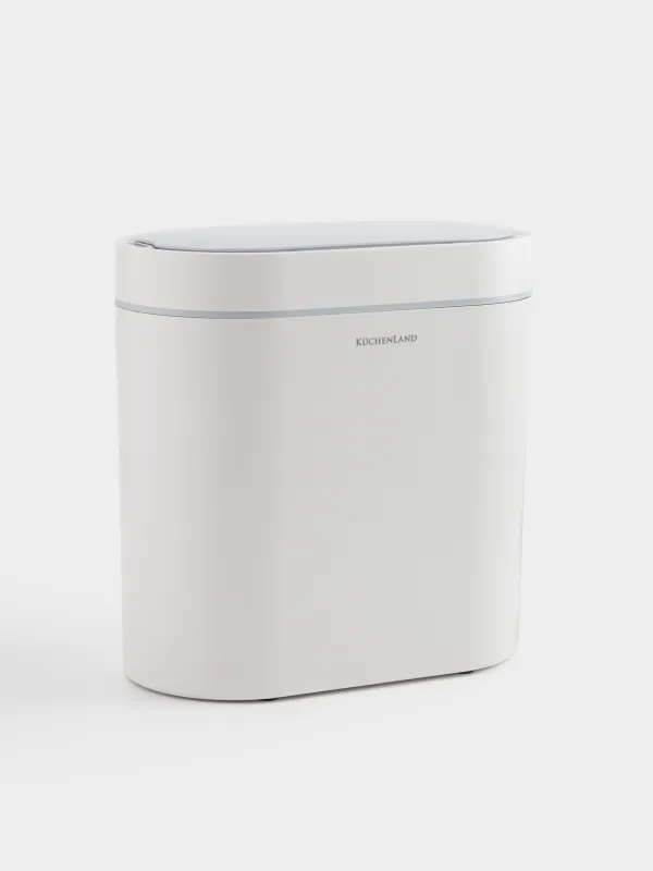 Ведро для мусора, 5 л, сенсорное, пластик, овальное/узкое, бело-серое, Sensor bin, image-0