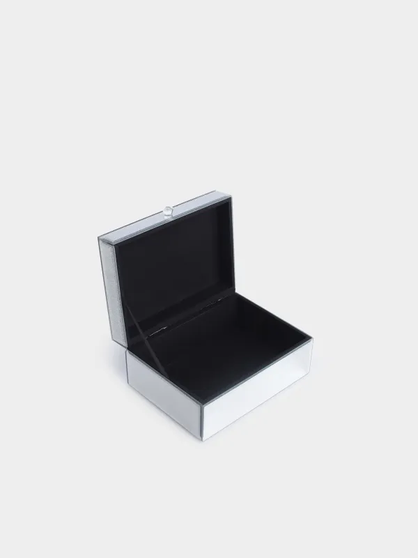 Шкатулка для украшений, 20х15 см, стекло, серебристая, с блестками, Actress, image-3