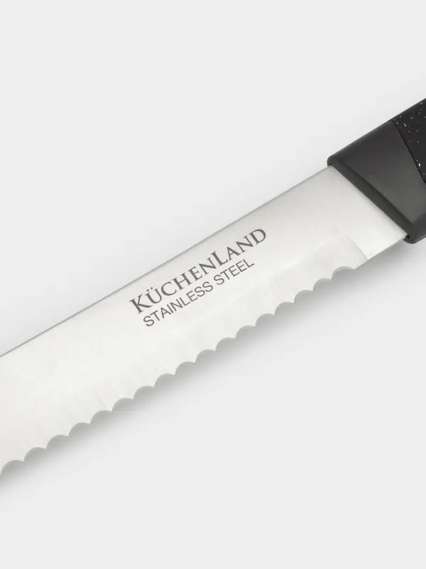 Набор ножей, 5 пр, в подставке, сталь/пластик, черный, в крапинку, Steel speckled, image-4