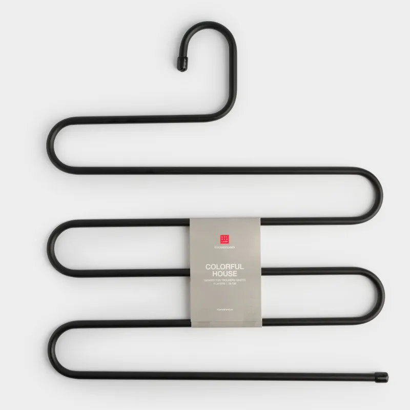 Вешалка для брюк/юбок, 36 см, 5 уровней, металл с покрытием, черная, Colorful house, image-4