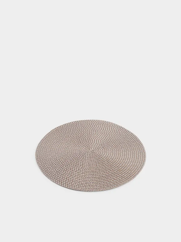 Салфетка под приборы, 38 см, полипропилен/ПЭТ, круглая, песочная, Circle Braid, image-1