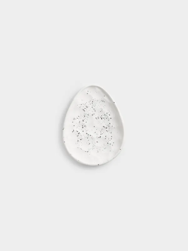 Блюдо декоративное, 21х16 см, гипс/блестки, бело-серебристое, Мятый эффект, Antic silver, image-0