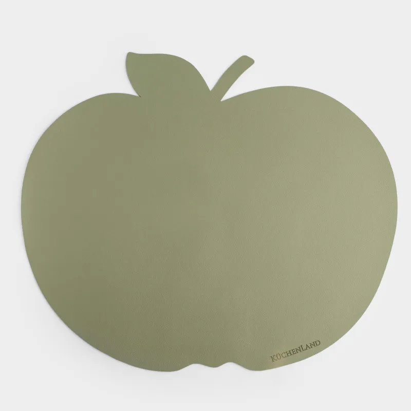 Салфетка под приборы, 35x40 см, ПВХ, фигурная, хаки, Яблоко, Rock shape
