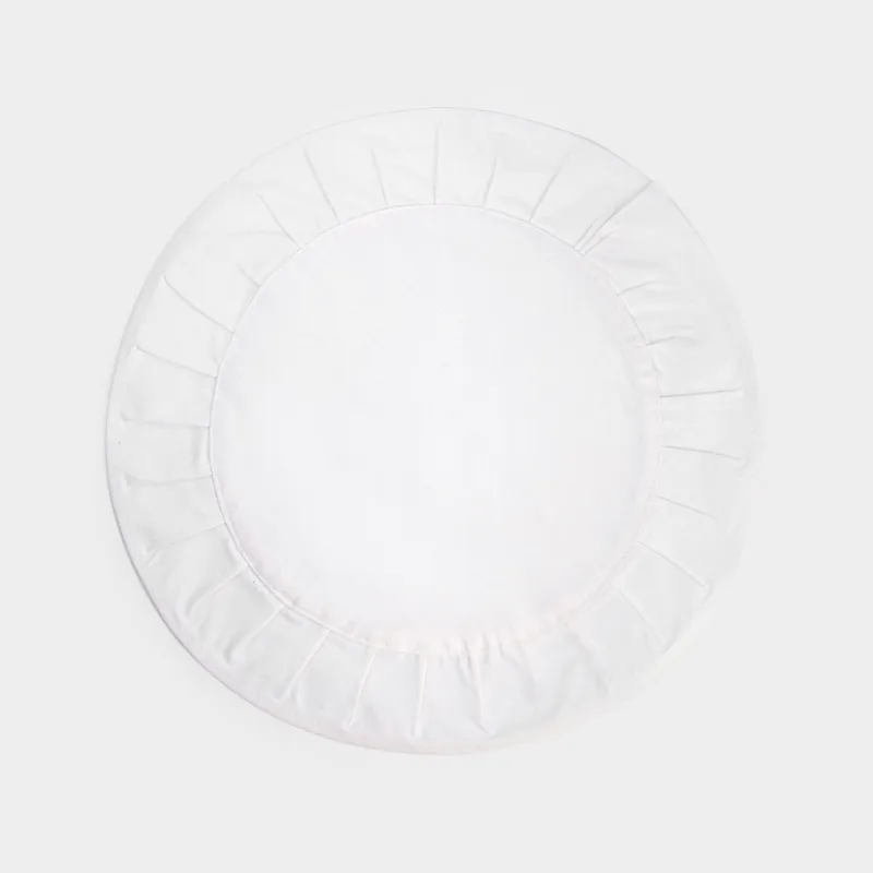 Салфетка под приборы, 38 см, хлопок, круглая, молочная, Волнистые края, Color wavy