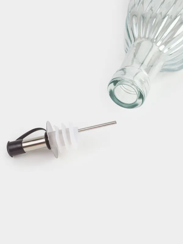 Бутылка для масла или уксуса, 470 мл, с дозатором, стекло Р/сталь, перламутр, Ribby polar, image-4