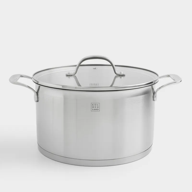 Кастрюля, 24 см, 6 л, с крышкой, сталь/стекло Б, Silver Stone