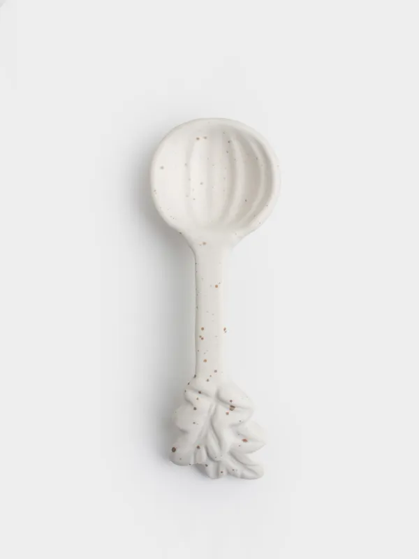 Сахарница, 12 см, 460 мл, с ложкой, керамика, молочная, в крапинку, Тыква, Slight frost, image-5