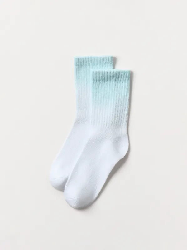 Носки детские, хлопок/полиэстер, ментолово-белые, Градиент, Rib gradient, image-1