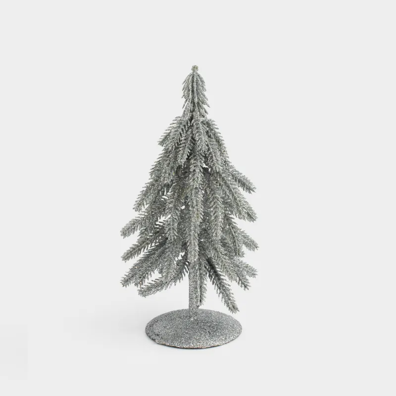 Ель искусственная, 20 см, на подставке, пластик/металл, серебристая, Silver style