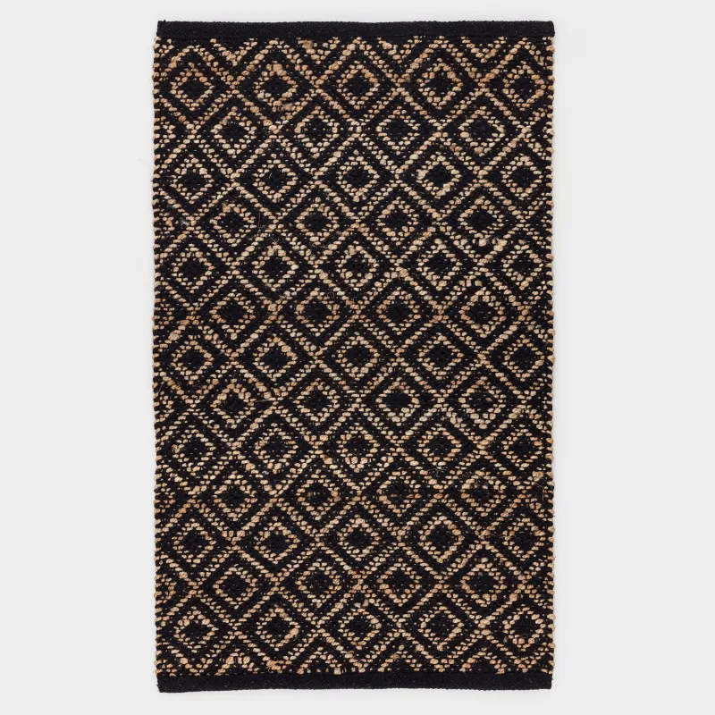 Коврик, 60х100 см, джут/хлопок, песочный/черный, Ромбы, Jute, image-7