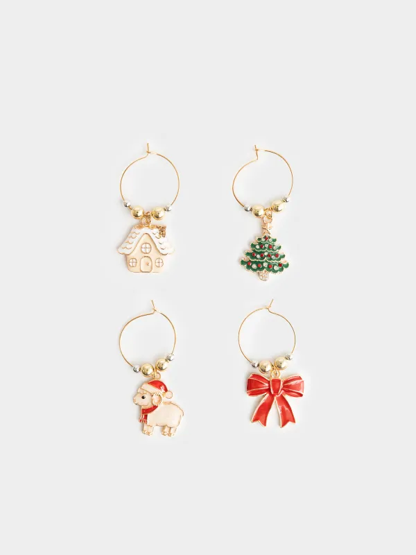 Пробка для винной бутылки с подвесками, 5 предметов, Елка с бантом, Christmas time, image-3