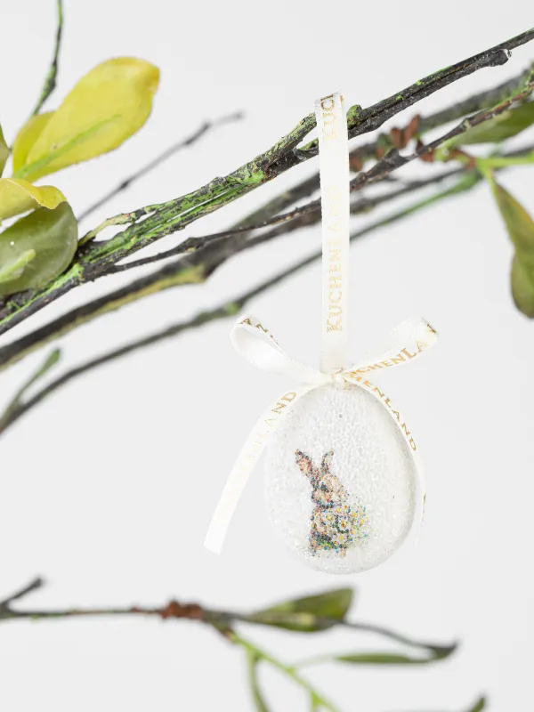 Подвеска, пасхальное яйцо, 4 см, пенопласт, Кролик с ромашками, Easter, image-2