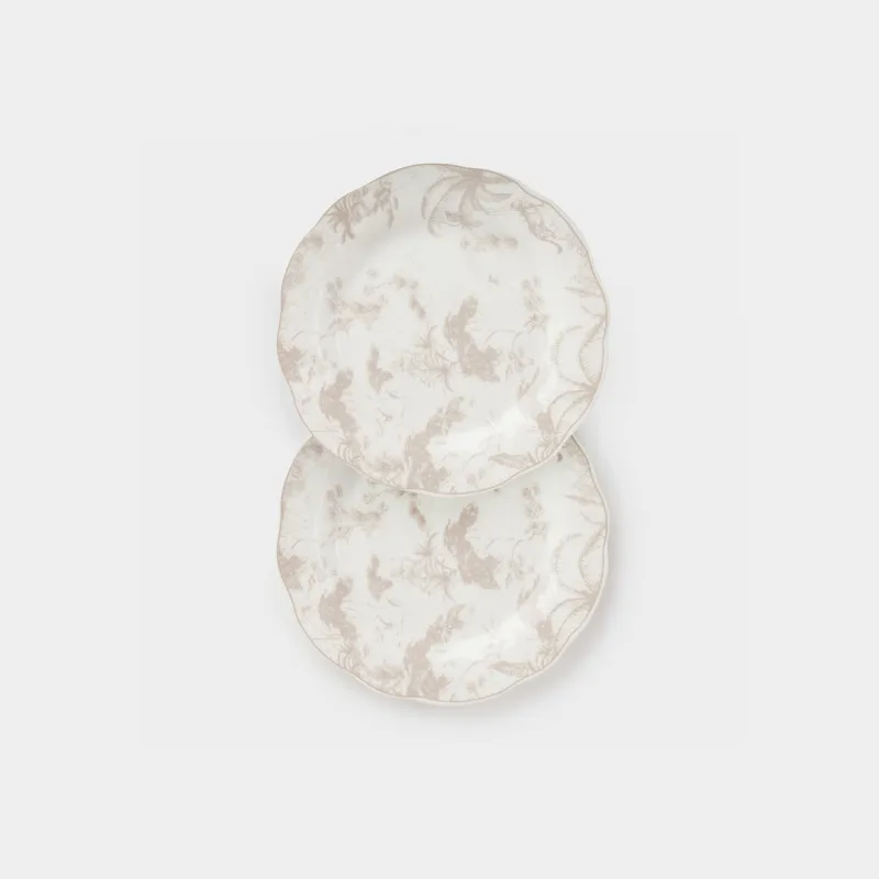 Тарелка закусочная, 19 см, 2 шт, фарфор P, бело-бежевая, Джунгли, Tropical