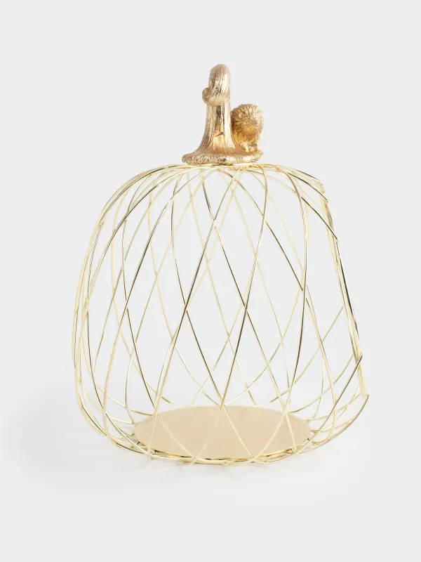 Корзина для фруктов, 24х24x26 см, металл/полирезин, золотистая, Тыква, Twist gold, image-3