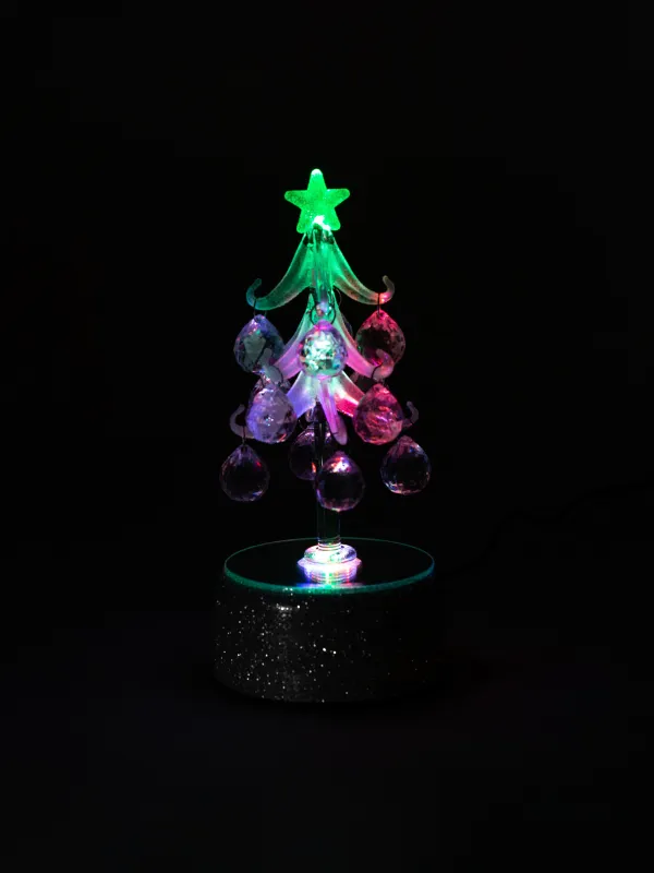 Статуэтка с подсветкой, 18 см, вращающаяся, с подвесками, стекло, серебристая, Christmas vitreous, image-5