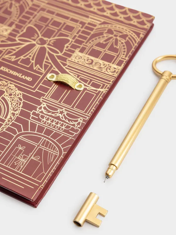 Блокнот для записей, 15х20 см, 80 листов, с ручкой, на кольцах, Stationery gold, image-3