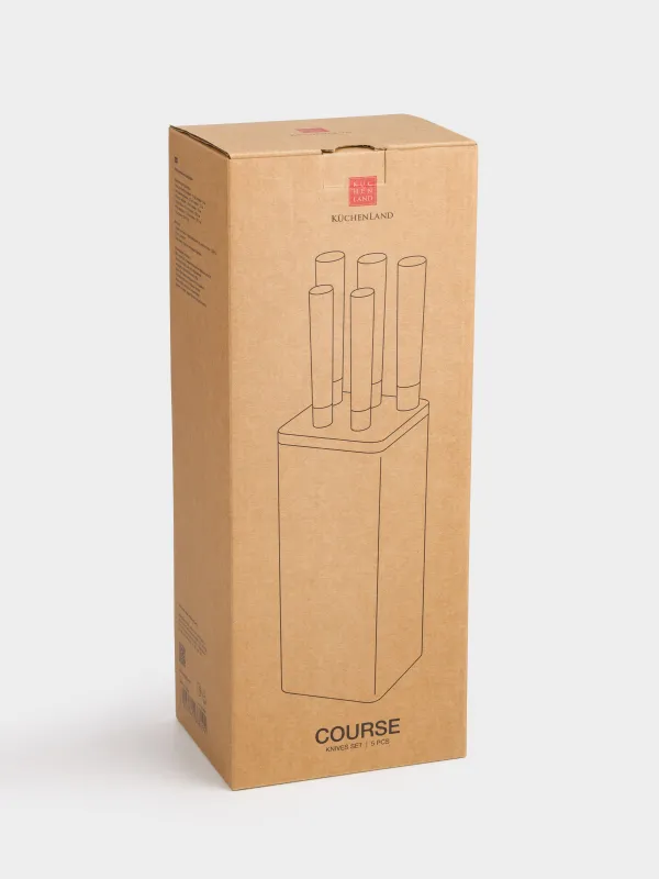 Набор ножей, 5 пр, в подставке, сталь/пластик, молочный, Course, image-6