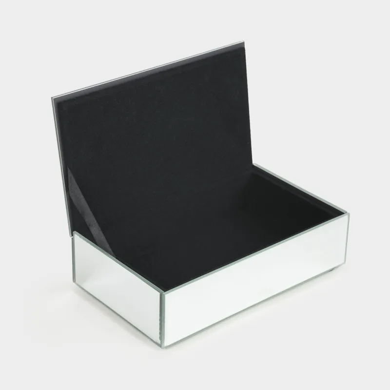 Шкатулка для украшений, 15x9 см, стекло, зеркальная, Золотистый цветок, Glossy, image-7