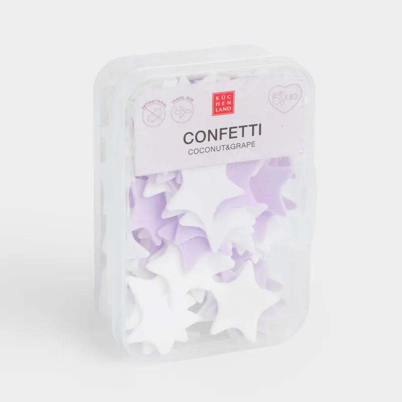 Мыло-конфетти, 2 см, 80 шт, фиолетовое/белое, Кокос/Виноград, Звезда, Confetti