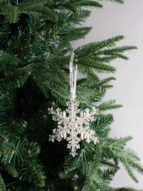 Игрушка елочная, 8 см, акрил, с блестками, серебристая, Снежинка, Figure sparkle, image-4