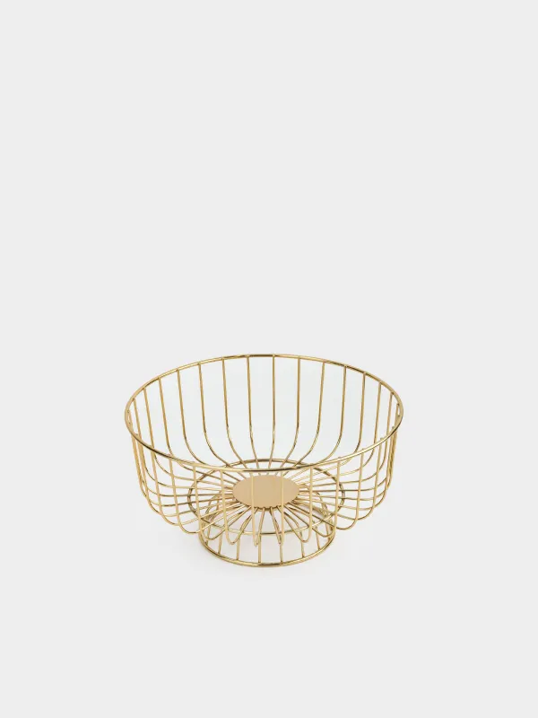 Корзина для фруктов, 28х14 см, на ножке, Twist gold, image-1