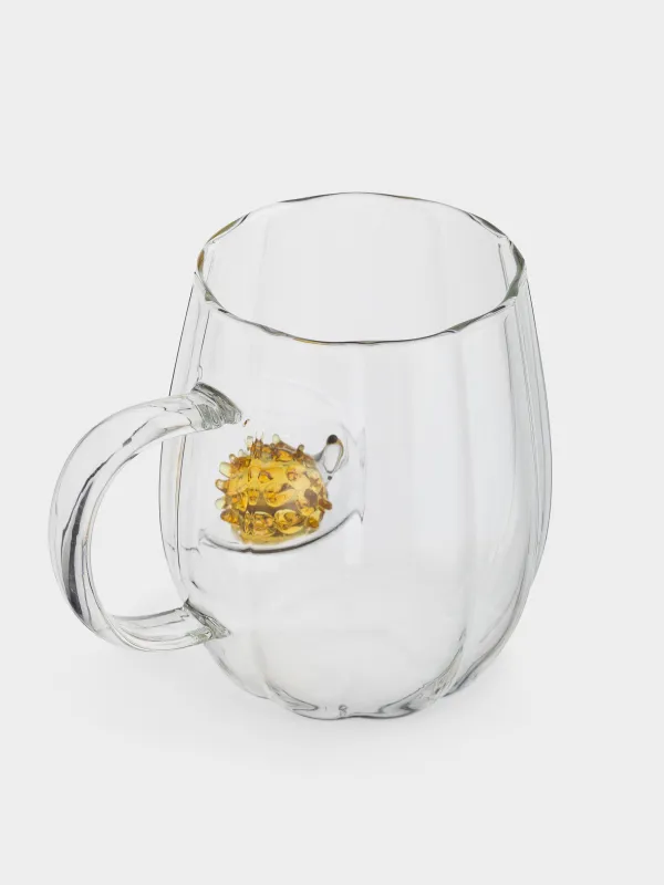 Кружка, 460 мл, стекло Б, Янтарный ежик, Camellia shape, image-2