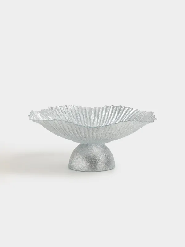 Ваза для фруктов, 32х13 см, на ножке, стекло Р, серебристая, Verge, image-0