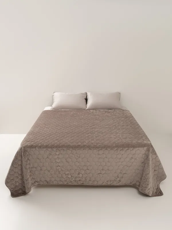 Покрывало, 220х240 см, стеганое, вельвет/микрофибра, коричневое, Соты, Lion, Stitch velvet, image-5