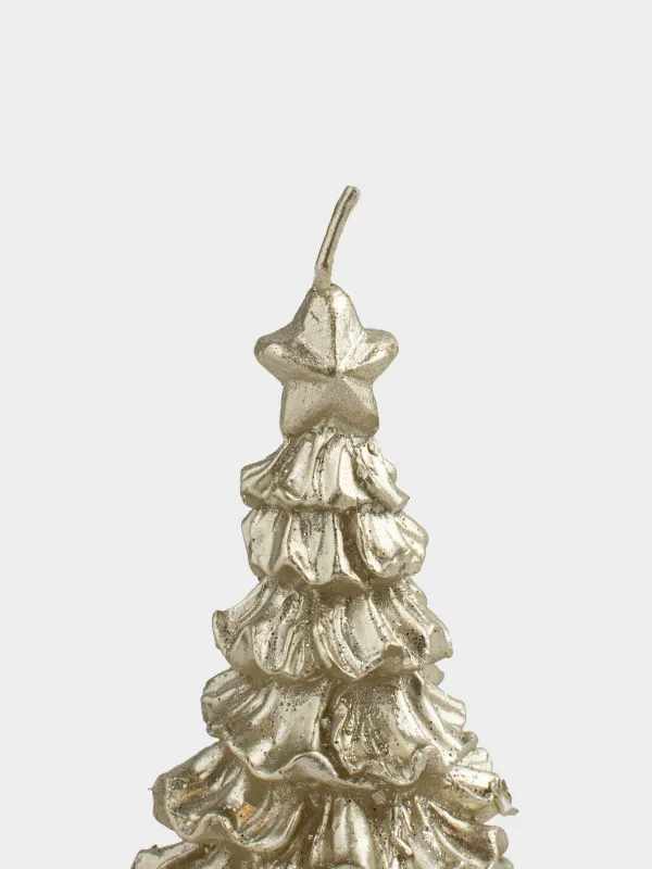 Свеча, 12 см, с блестками, шампань, Елка, Fir candle, image-1