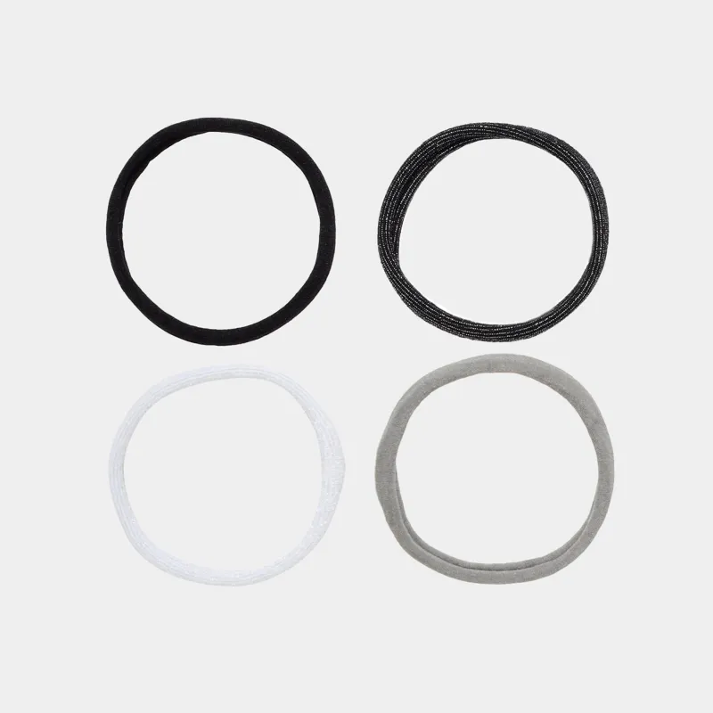 Резинка для волос, 5 см, 8 шт, полиэстер, серая/белая/черная, с люрексом, Basic