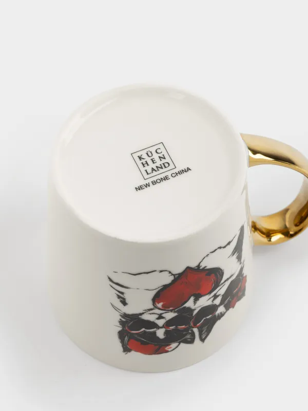 Кружка, 500 мл, фарфор N, бело-золотистая, Коты и сердце, Cat amour, image-4