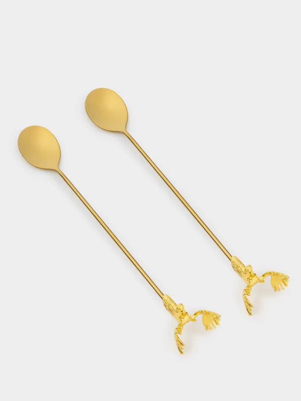 Ложка десертная, 20 см, 2 шт, золотистая, сталь, Лось, Moose story, image-0