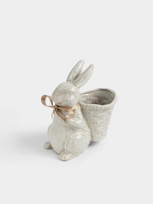 Ваза для цветов, 20 см, декоративная, фарфор P, молочно-коричневая, Кролик, Rustic Easter, image-1