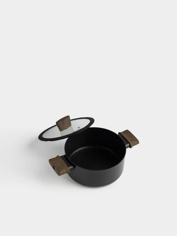 Кастрюля, 2,8 л, с крышкой, Inty black, image-2