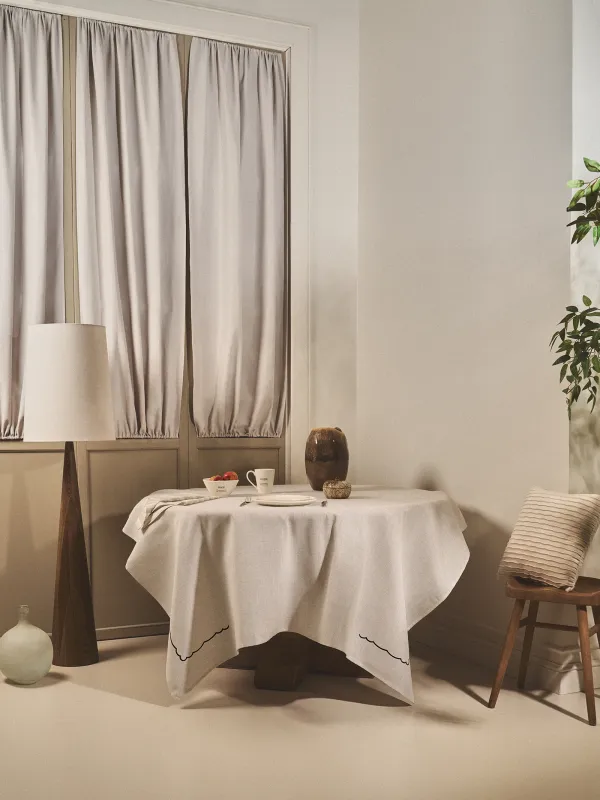 Скатерть, 160х160 см, полиэстер/лен, бежевый меланж, Винтаж, Melange outline, image-8