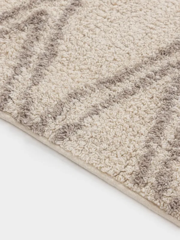 Коврик, 80x150 см, с кисточками, хлопок, песочный, Ромбы, Rhombic, image-1