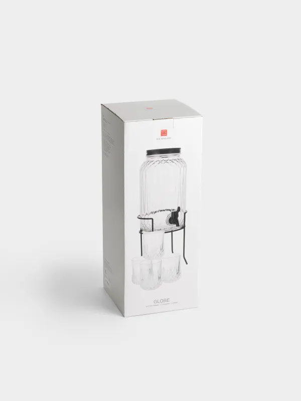 Набор для напитков, 4 перс, 5 пр, диспенсер на подставке, черный, стекло/металл, Regale, image-4