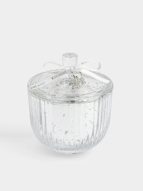 Емкость для хранения, 9х11 см, 220 мл, с подвеской, стекло, серебристая, Снежинка, Patina, image-0